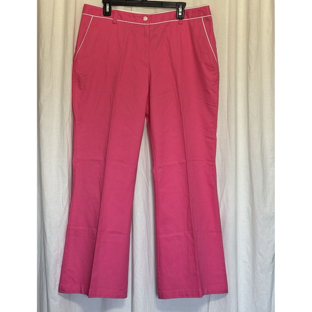 Isaac Mizrahi Women's Pink Twill Pants white piping detail Size 16 NEW!